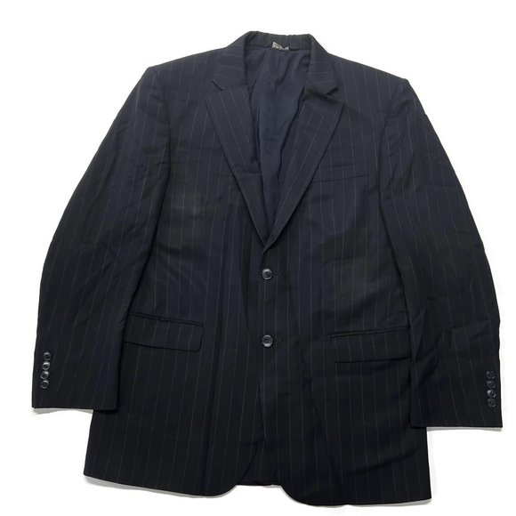 Jos A Bank Suit Jacket Mens 39R Wool Travelers Blue Striped - Picture 1 of 9